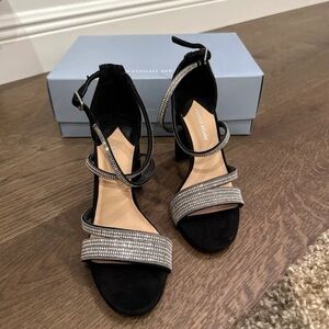 ANTONIO MELANI Black and Silver Strappy Heels